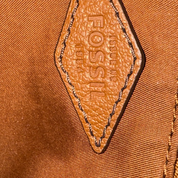 Brown leather 2 handle Fossil Tote Bag - Picture 8 of 9